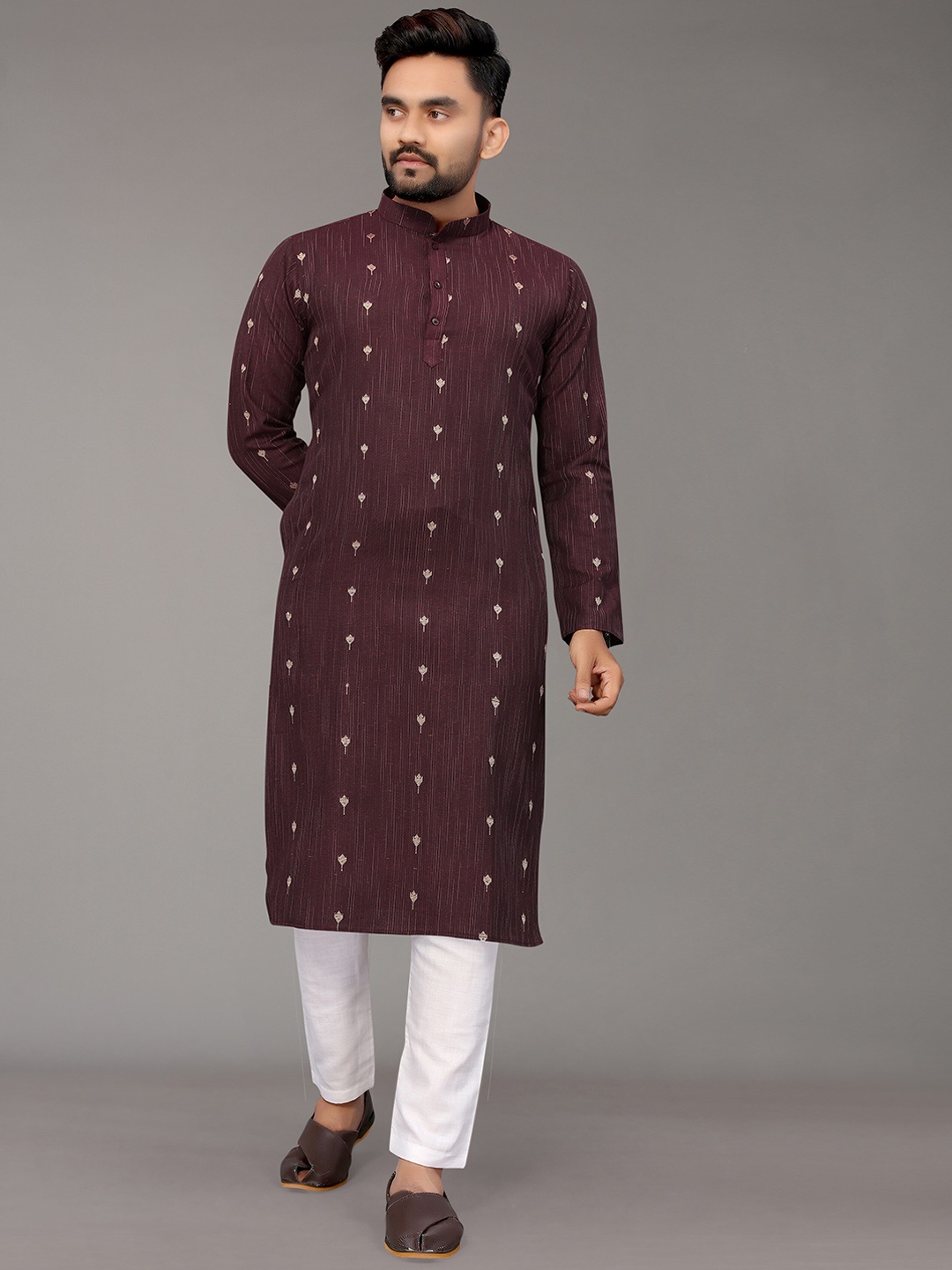 

Nimayaa Men Ethnic Motifs Kurta, Purple
