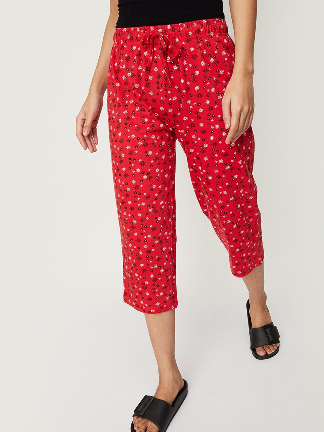 

max Women Pure Cotton Printed Lounge Capris, Red