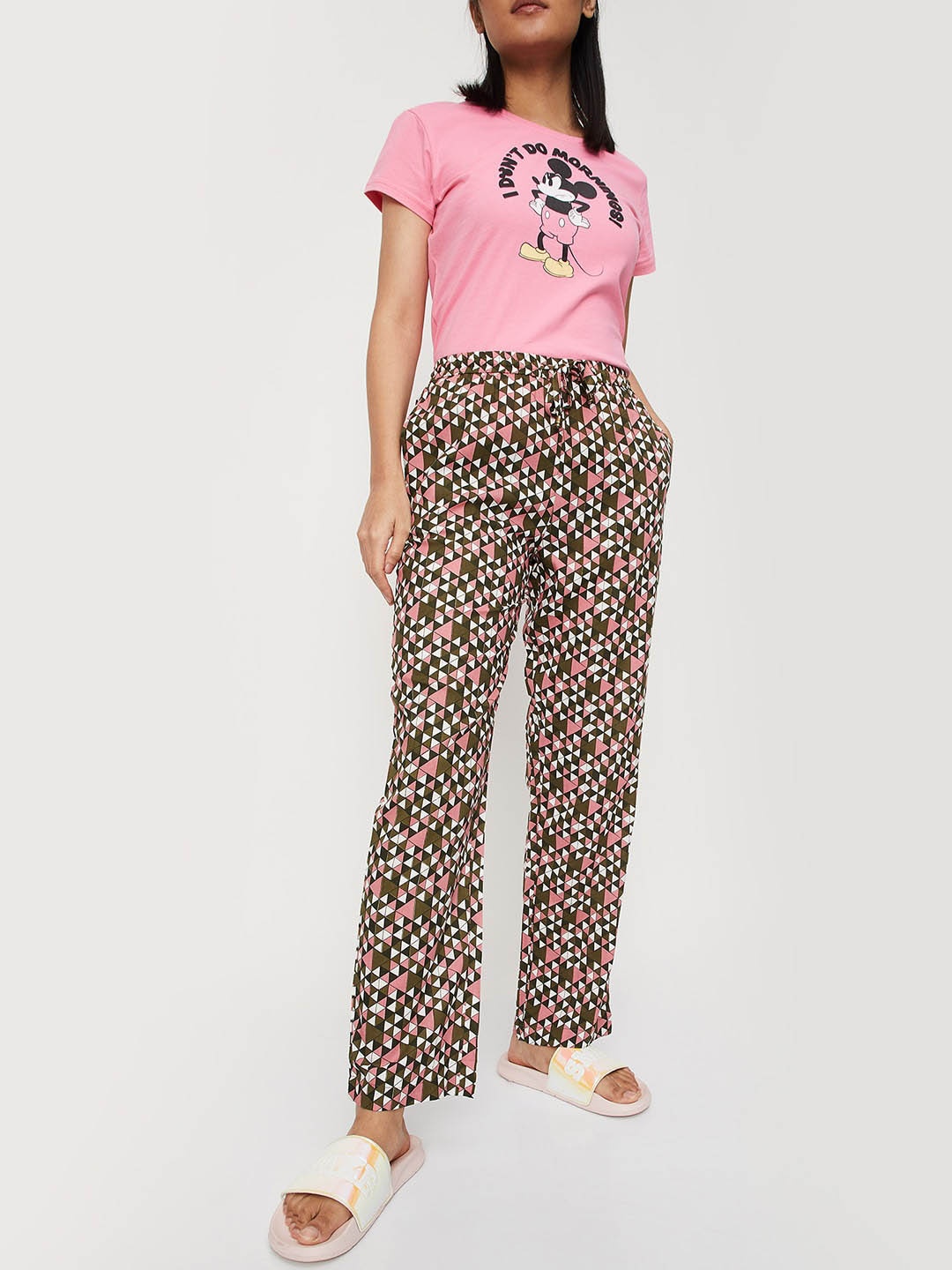 

max Women Geometric Printed Lounge Pants, Olive