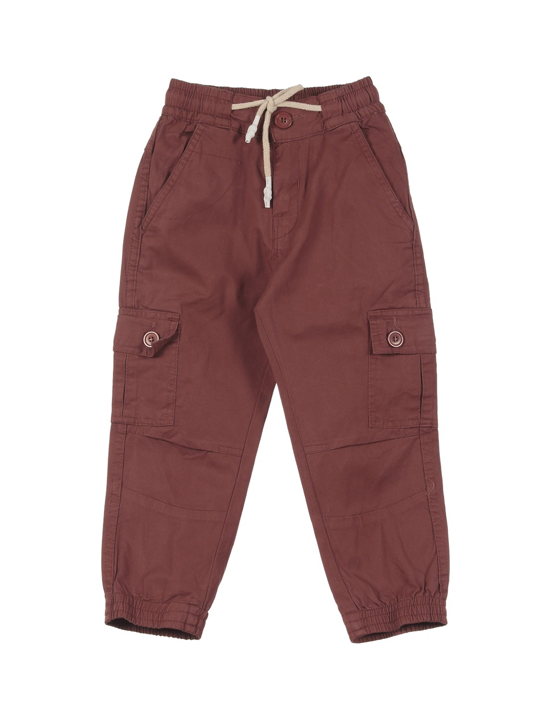

Lil Lollipop Kids Mid Rise Cotton Cargos Trousers, Brown