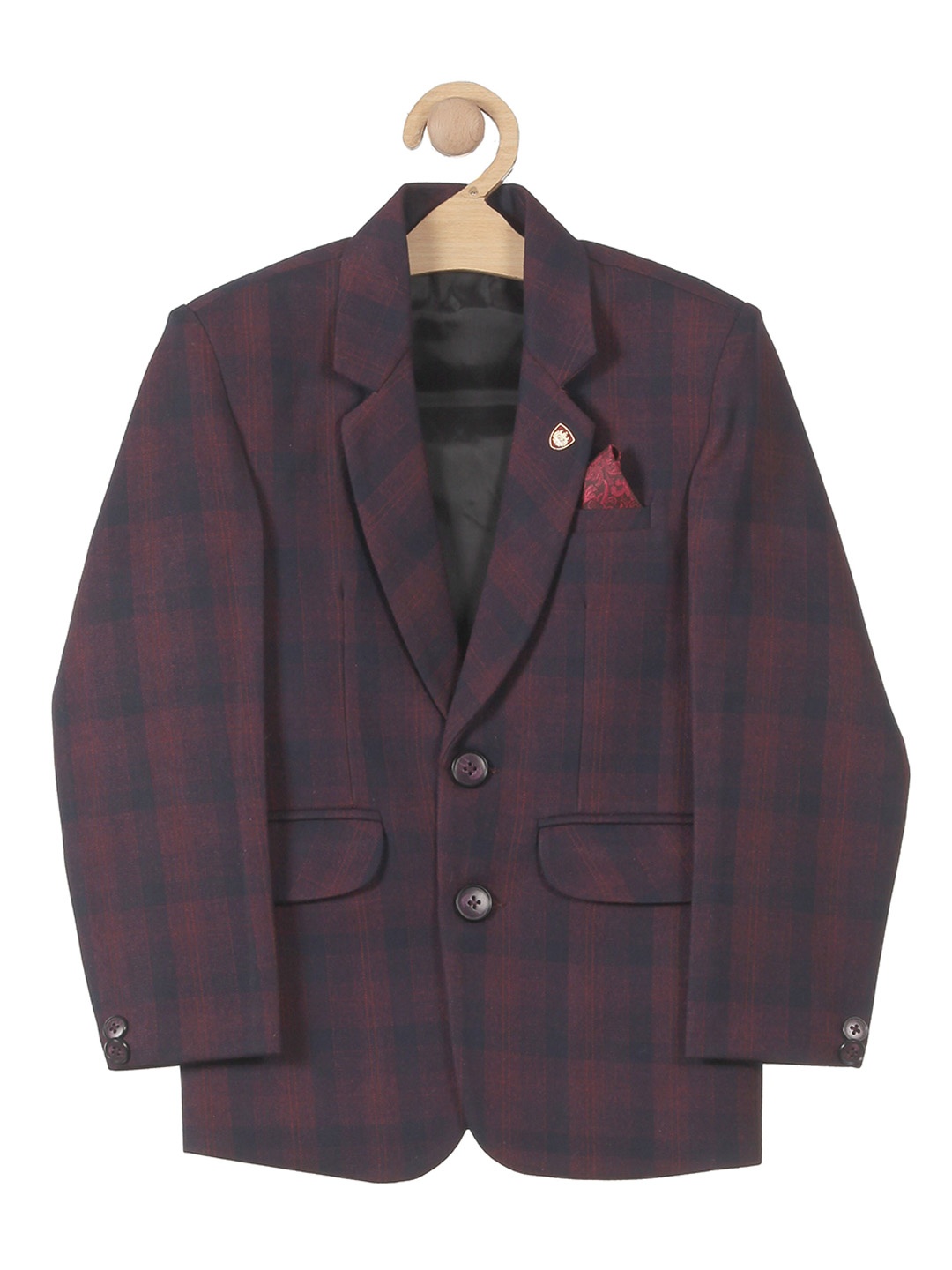 

Lil Lollipop Boys Checked Single-Breasted Blazer, Purple