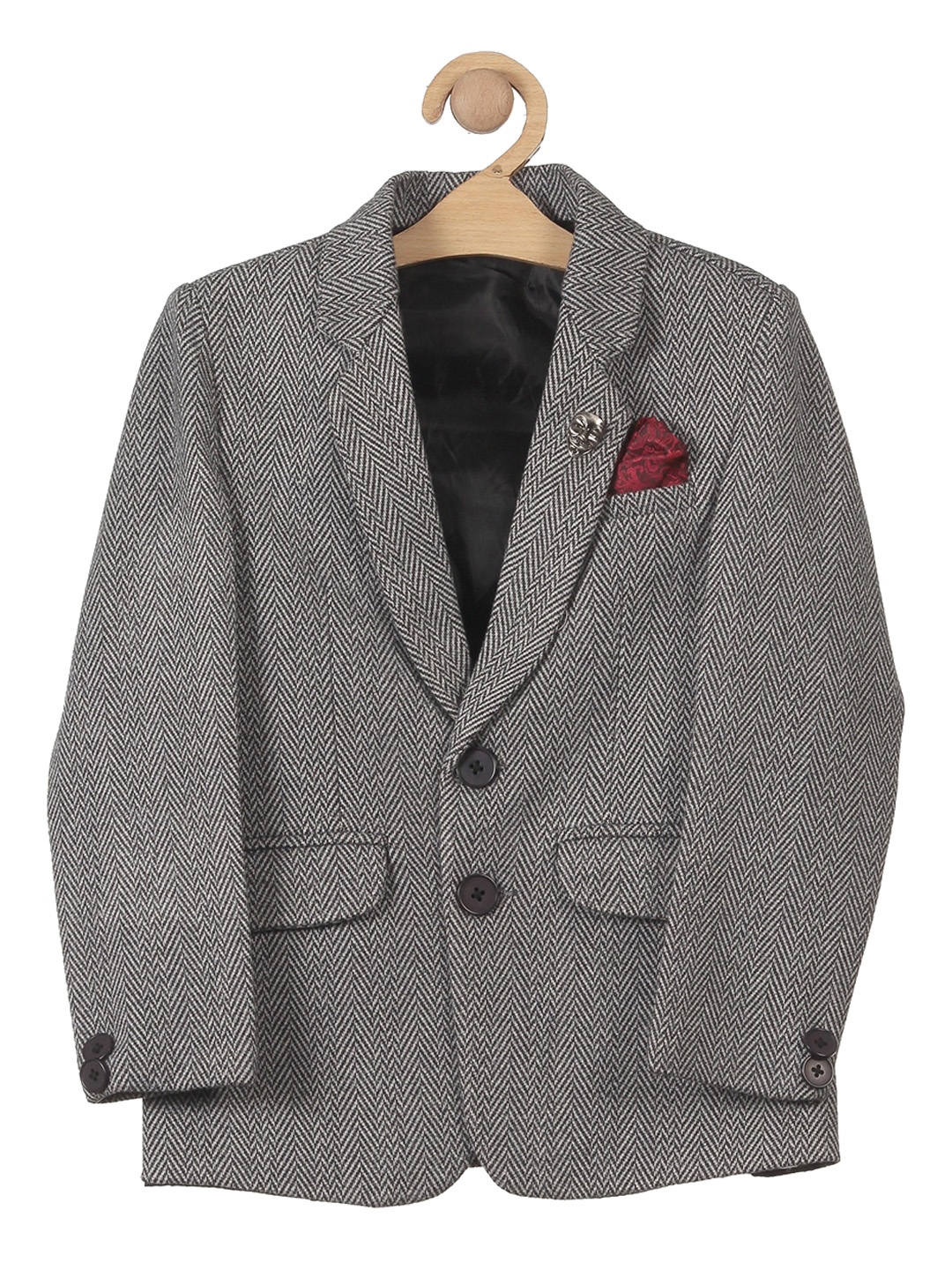 

Lil Lollipop Boys Printed Single-Breasted Blazers, Grey