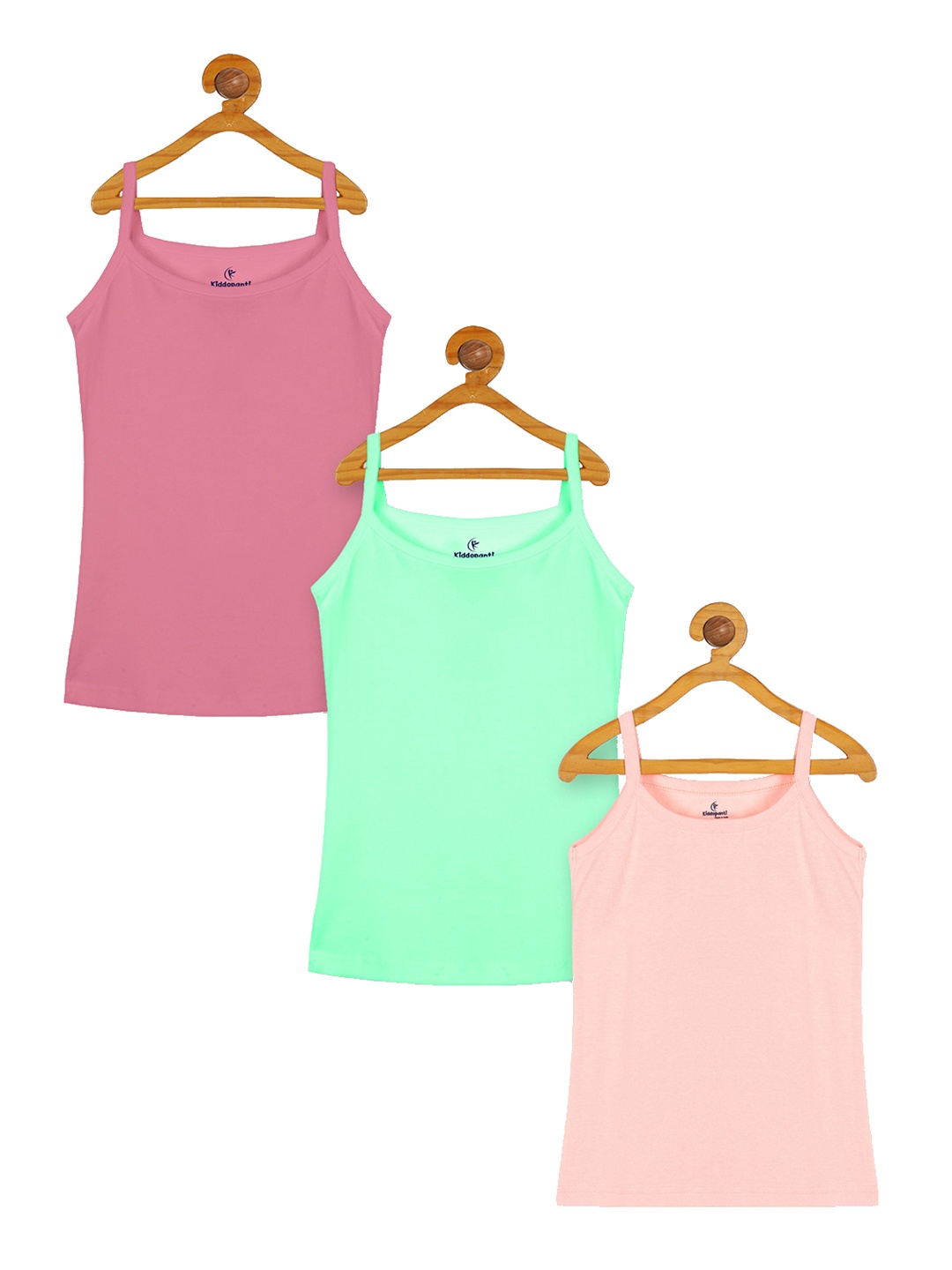 

KiddoPanti Girls Pack of 3 Non-Padded Pure Cotton Camisoles, Pink
