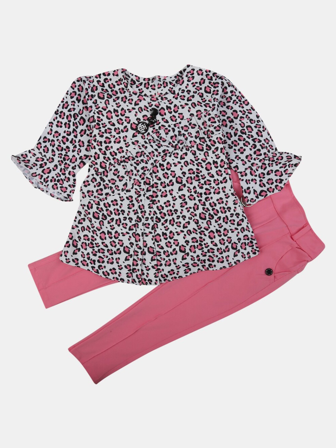 

V-Mart Kids Pure Cotton Printed Top with Trousers, Pink