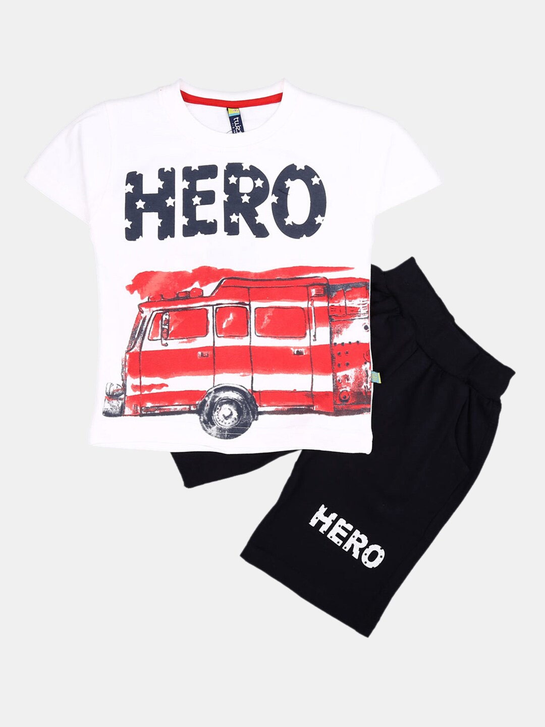 

V-Mart Kids Pure Cotton Printed T-shirt with Shorts, White