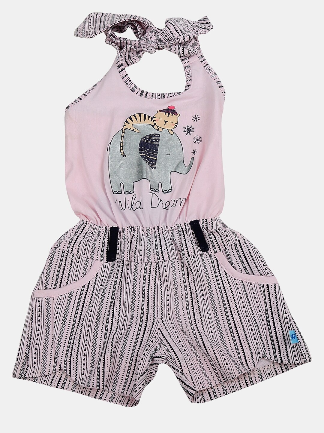

V-Mart Infant Girls Printed Halter Neck Top with Shorts Set, Pink