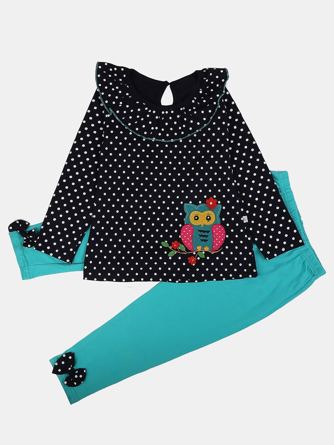

V-Mart Kids Printed Pure Cotton Top with Leggings, Navy blue