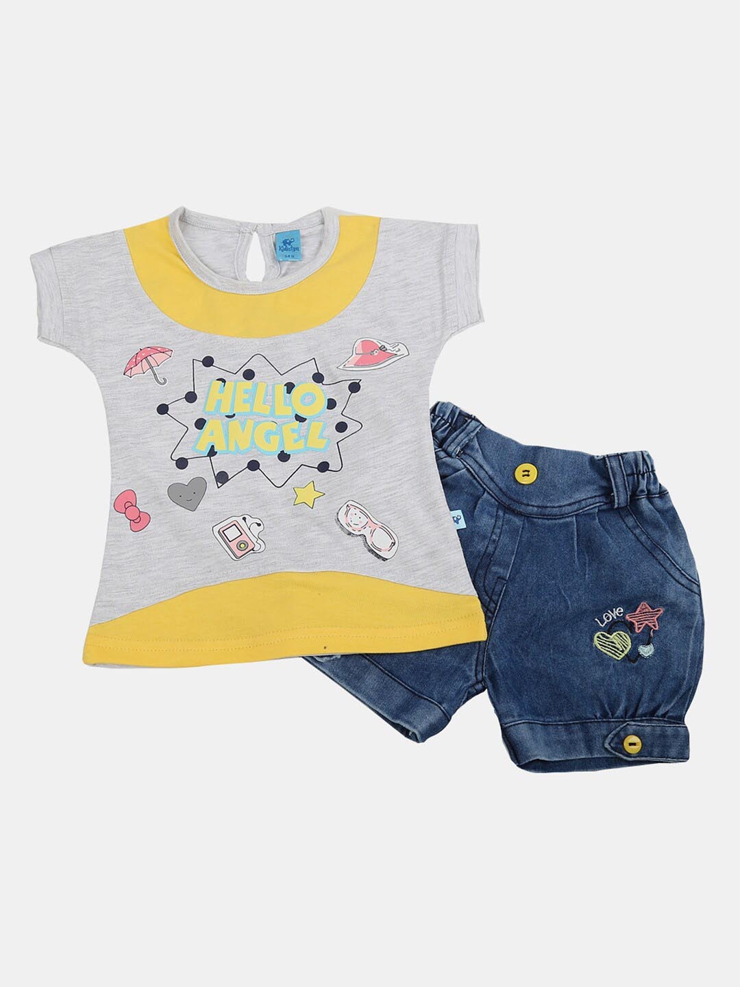 

V-Mart Infant Printed Cotton Top with Shorts Set, Grey