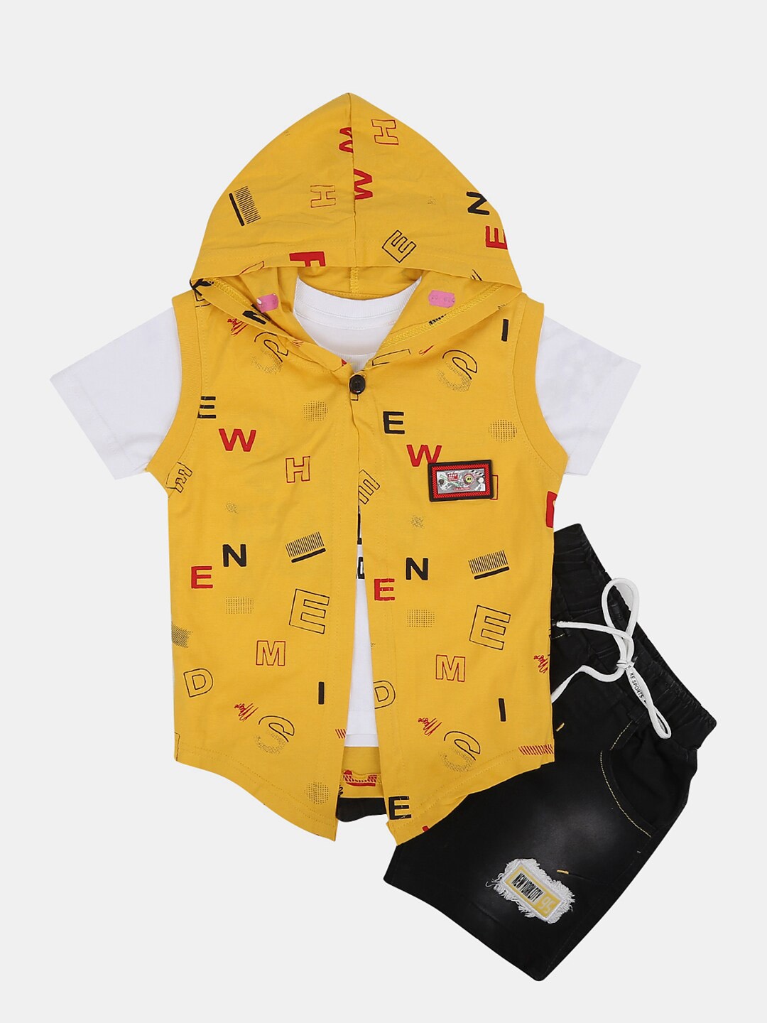 

V-Mart Kids Pure Cotton Printed Coat with Shorts, Yellow
