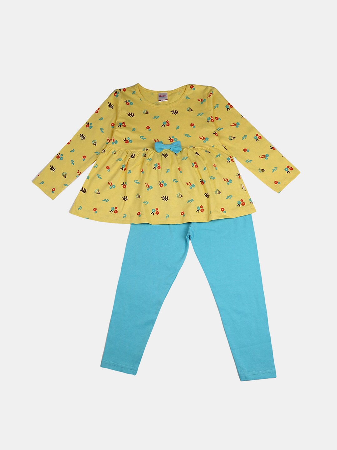 

V-Mart Kids Pure Cotton Printed T-shirt with Trousers, Yellow
