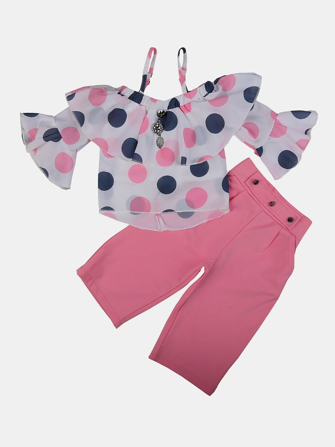 

V-Mart Kids Pure Cotton Printed Top with Trousers, Pink