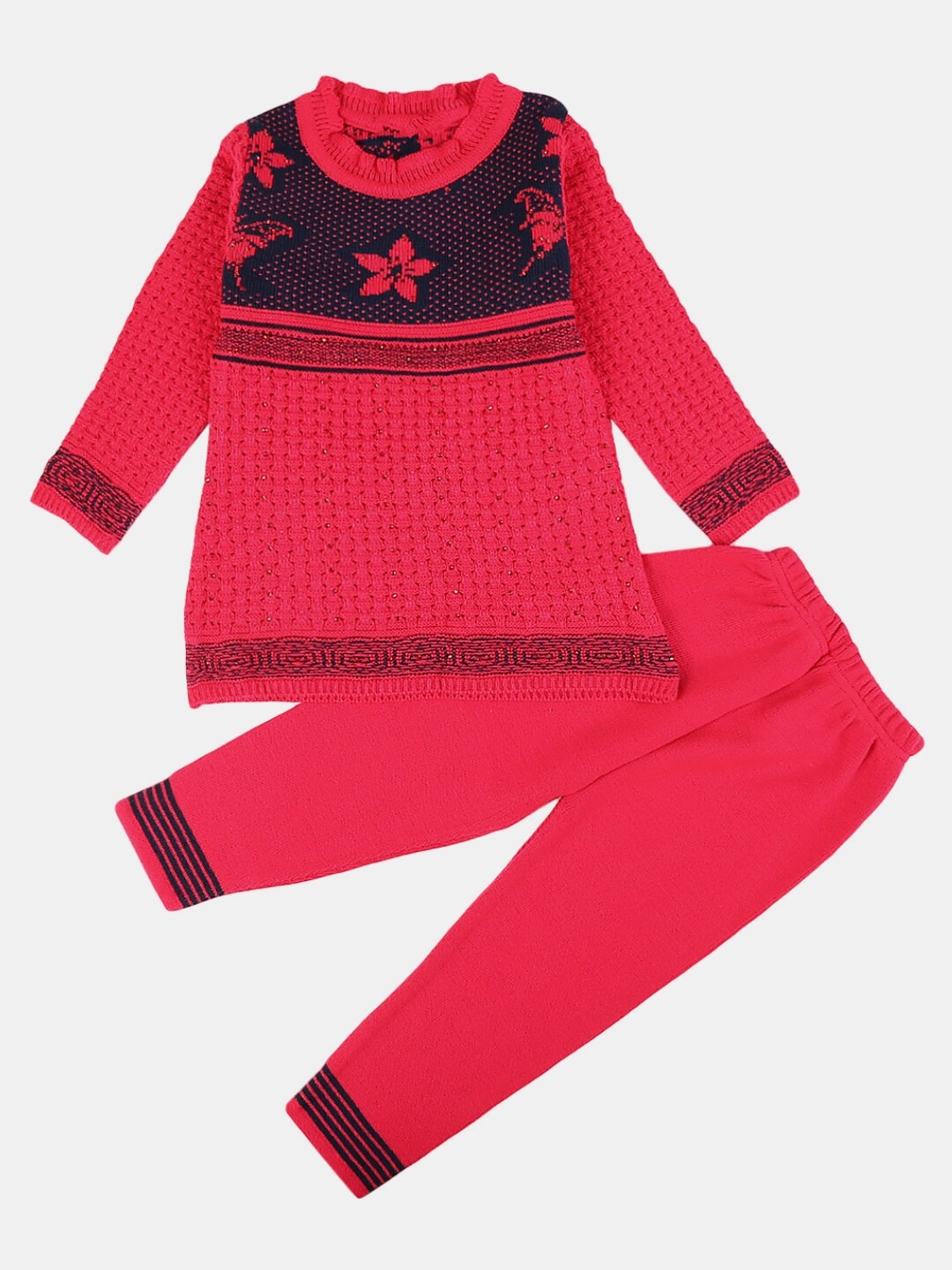 

V-Mart Kids Self Design Pure Cotton Top with Pyjamas, Fuchsia