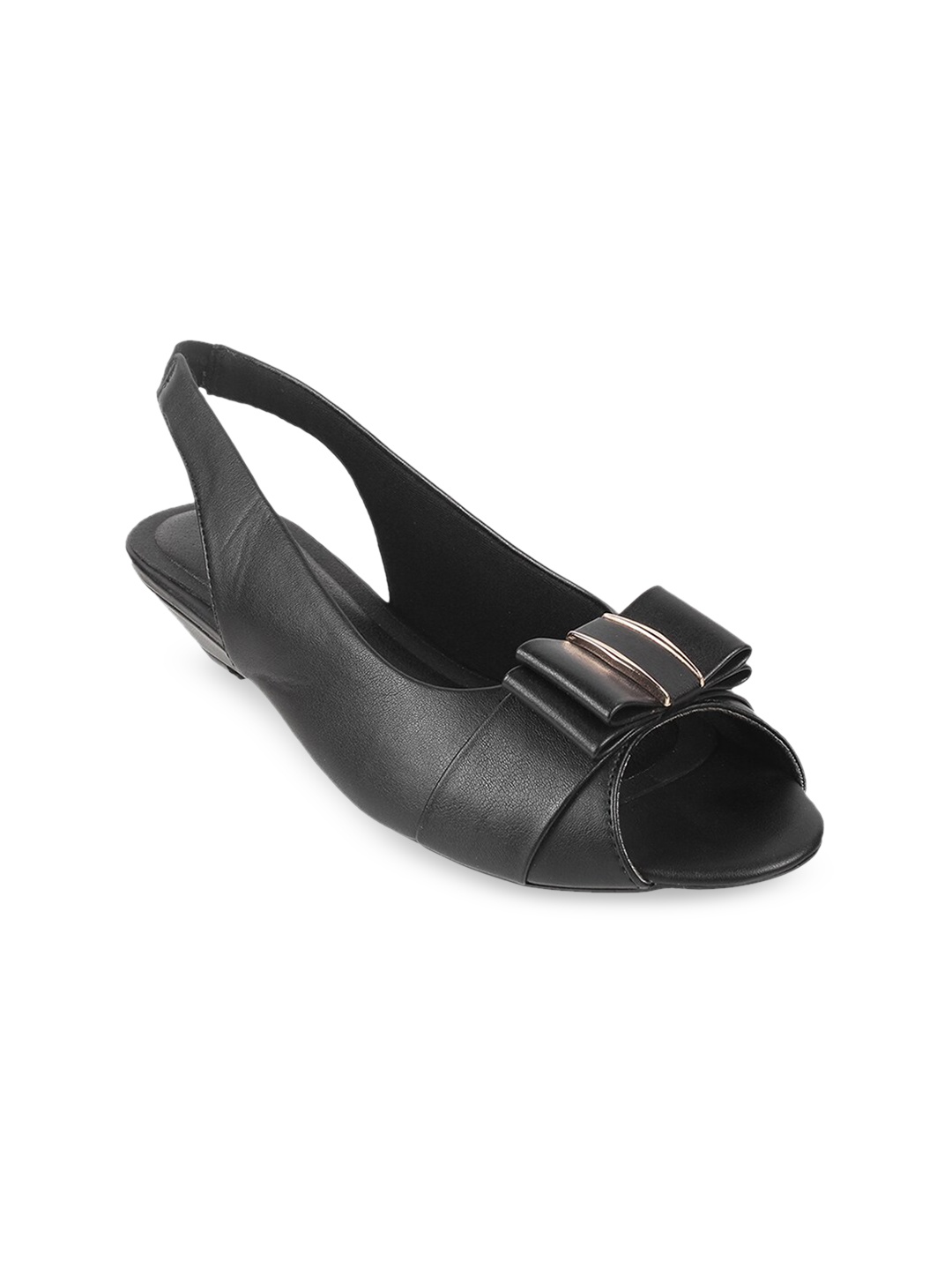 

Mochi Wedge Peep Toes with Bows, Black