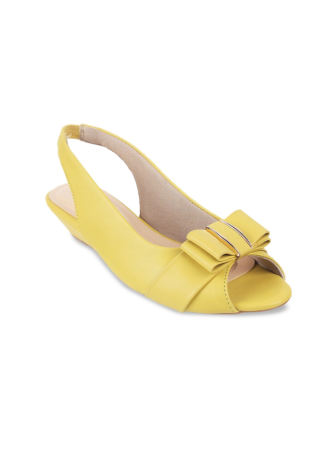 

Mochi Wedge Peep Toes with Bows, Yellow