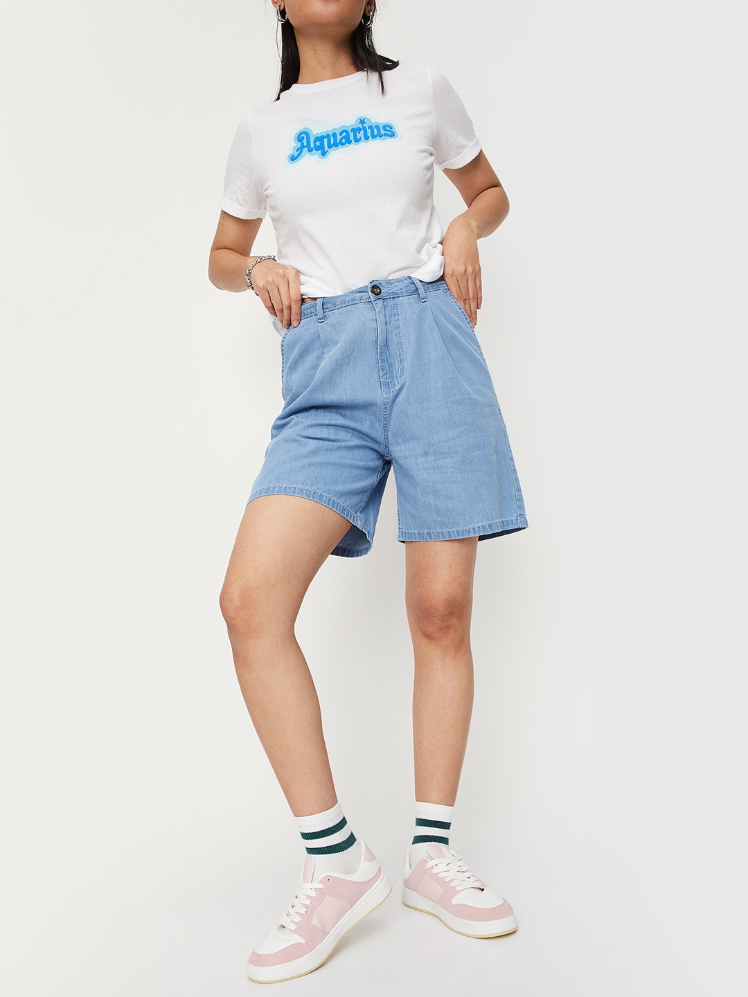 

max Women Pure Cotton Shorts, Blue