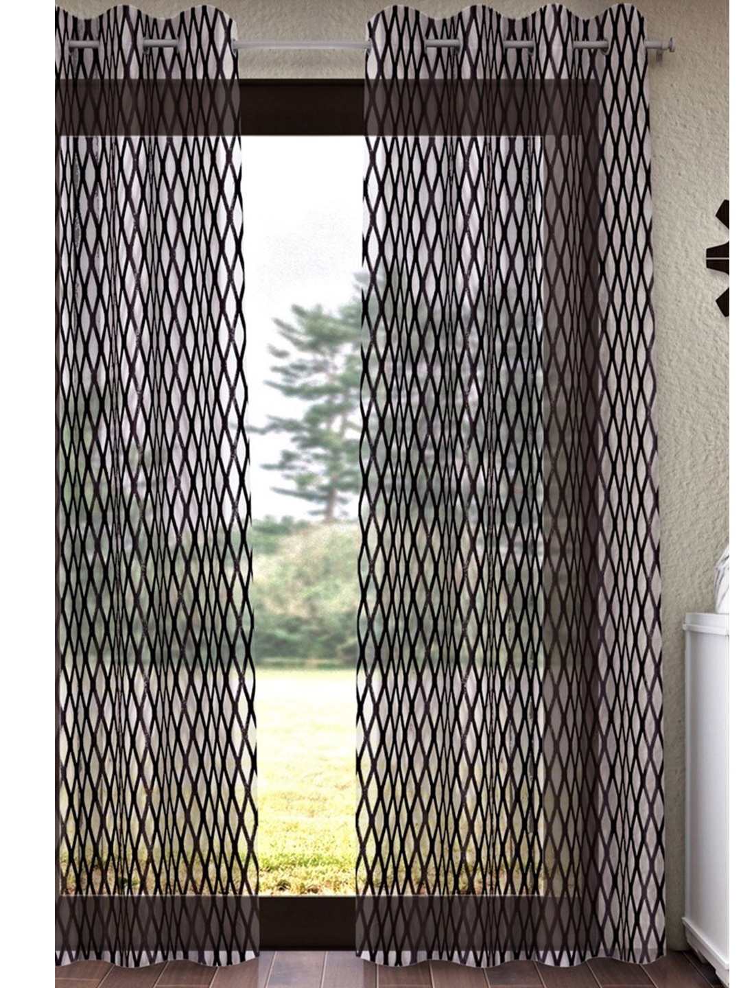 

Home Sizzler Brown Geometric Sheer Window Curtain
