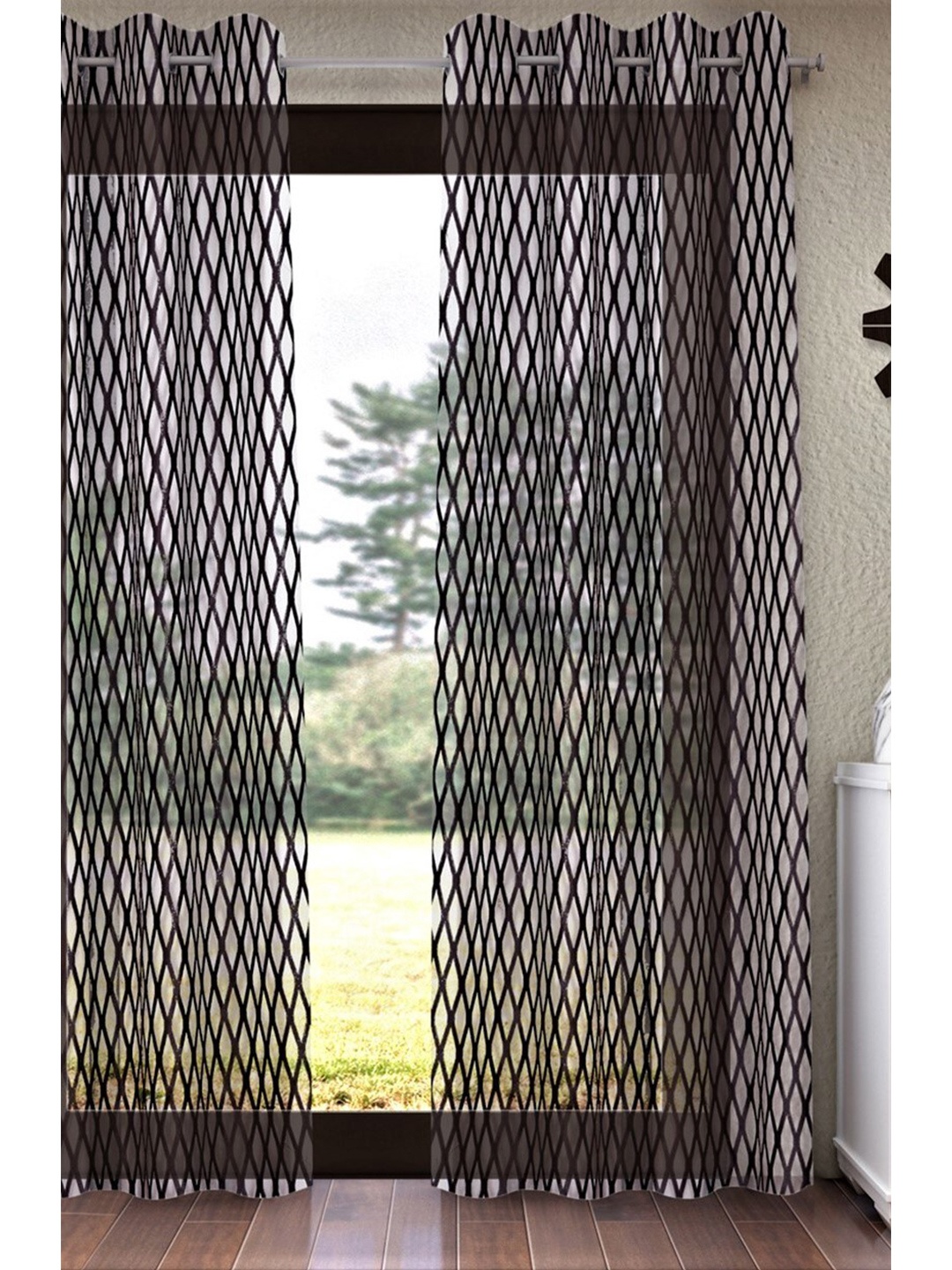 

Home Sizzler Brown Geometric Sheer Door Curtain