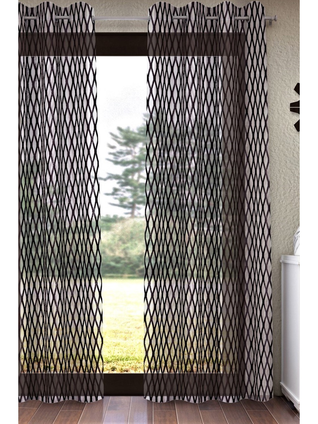 

Home Sizzler Brown Geometric Sheer Long Door Curtain