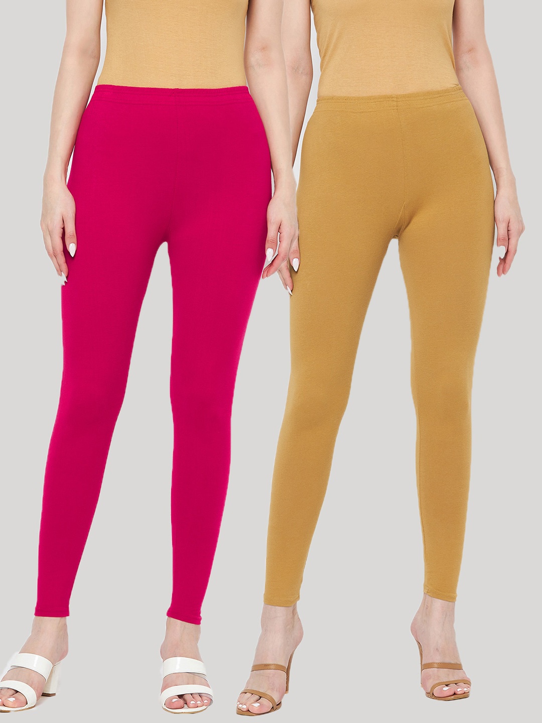 

Clora Creation Women Pack Of 2 Cotton Ankle-Length Leggings, Pink