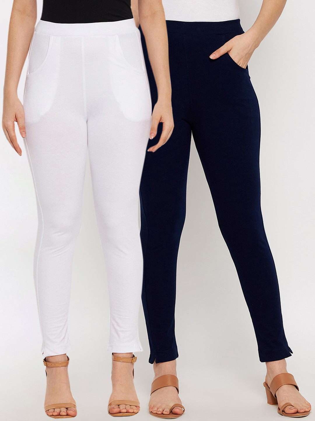 

Clora Creation Women Pack Of 2 Cotton Ankle-Length Leggings, Navy blue