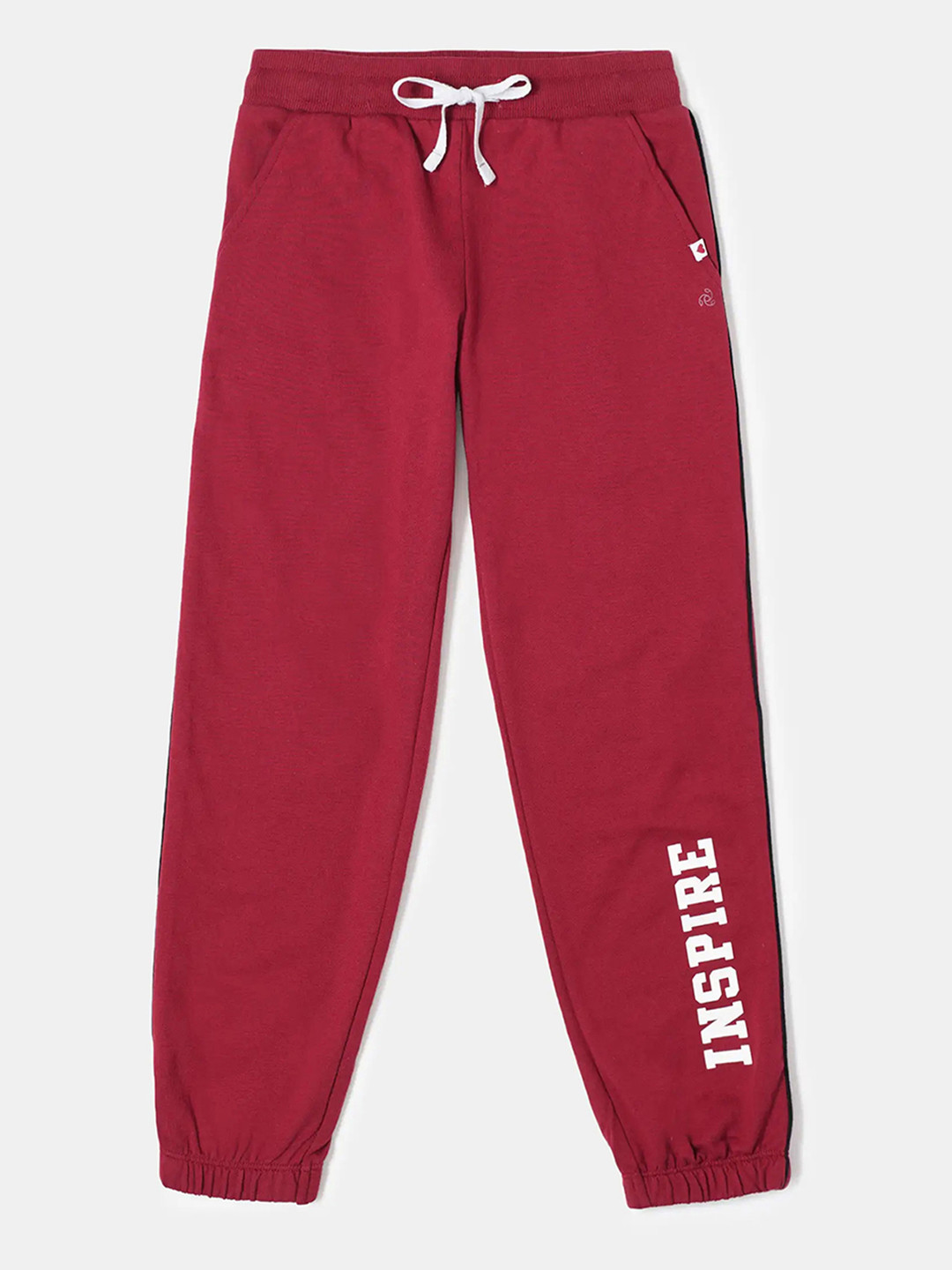 

Jockey Girls Cotton French Terry Fabric Graphic Printed Slim Fit Joggers - AG68, Red