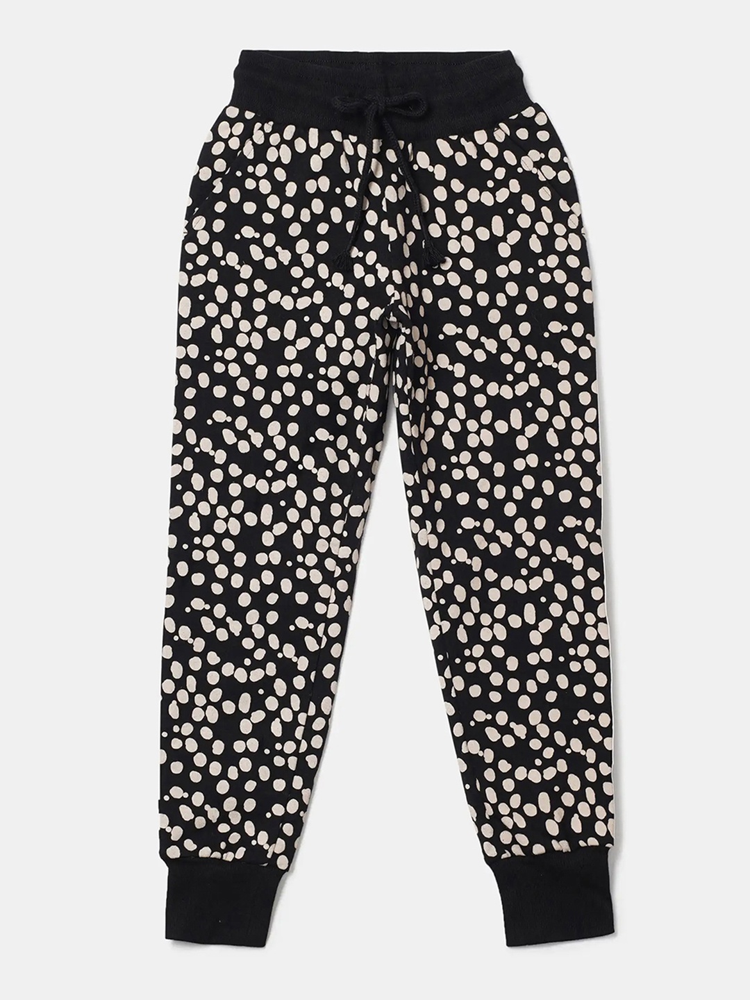 

Jockey Girls Cotton Printed Slim Fit Joggers With Convenient Side Pockets-CG08, Black