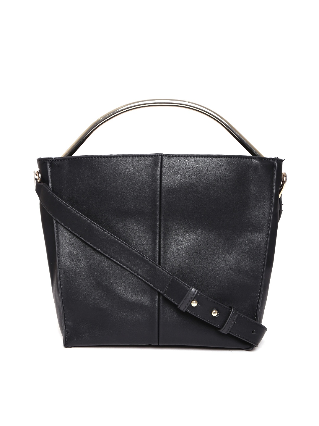 

MANGO Black Solid Handheld Bag with Sling Strap