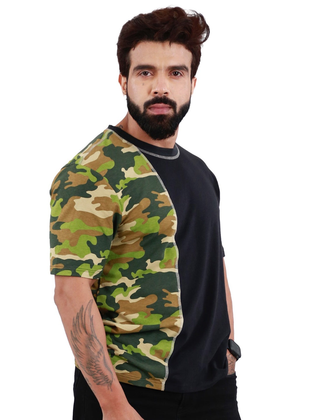 

FREECULTR Men Camouflage Printed T-shirt, Black