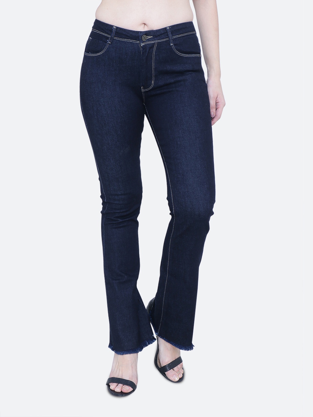 

FCK-3 Women Cotton Bootilicious High-Rise Stretchable Jeans, Navy blue