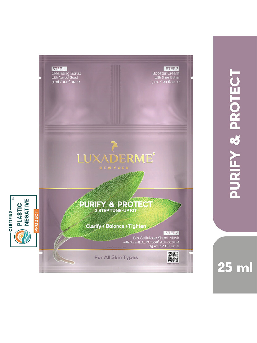 

LuxaDerme Set Of 2 Purify & Protect 3 Step Tune-Up Kit 25 ml, Transparent