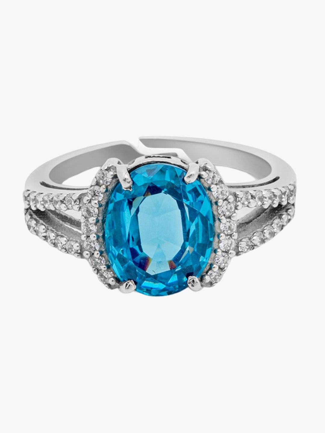 

March by FableStreet 92.5 Sterling Silver Rhodium-Plated Topaz & CZ Studded Ring
