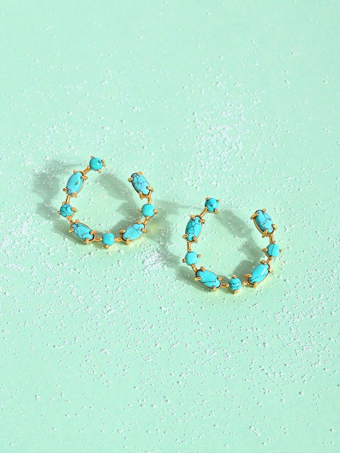 

Mikoto by FableStreet Gold-Plated Contemporary Ear Cuff Earrings, Teal