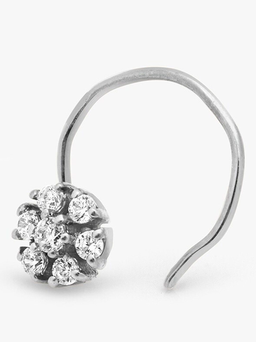 

March by FableStreet Rhodium-Plated Cubic Zirconia Studded Sterling Silver Nosepin, White