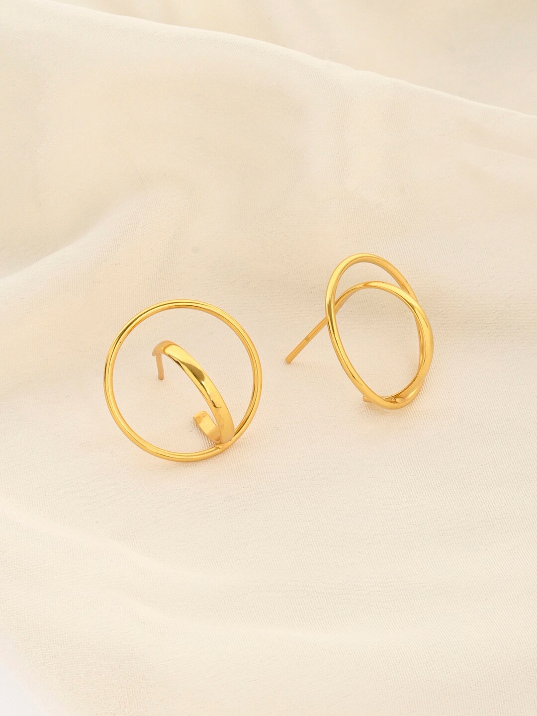 

Mikoto by FableStreet Gold-Plated Circular Stud Earrings