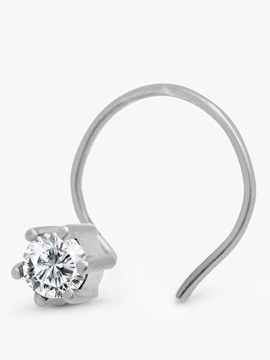 

March by FableStreet Rhodium-Plated CZ-Studded Nosepin, White
