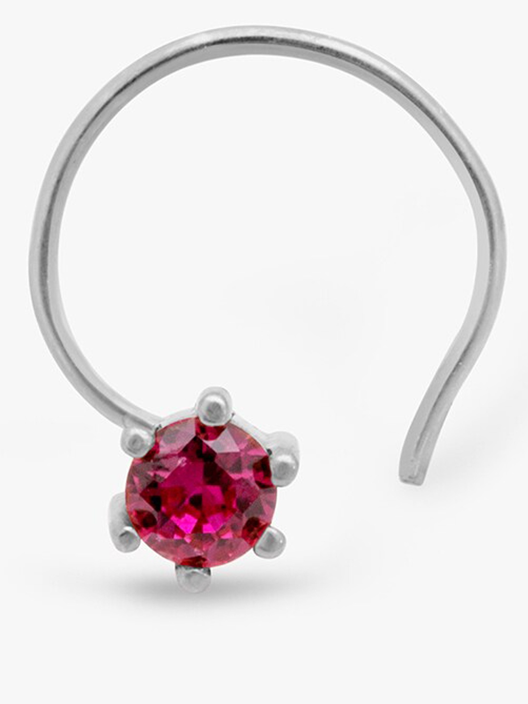 

March by FableStreet Rhodium-Plated CZ-Studded Nosepin, Pink