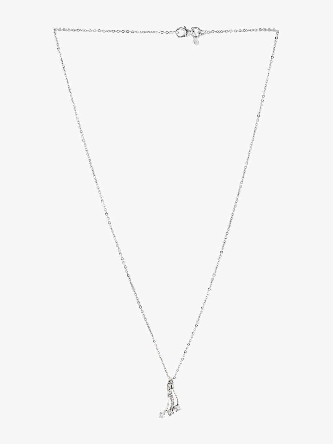 

March by FableStreet Rhodium-Plated CZ-Studded Pendant With Chain And Earrings, Silver