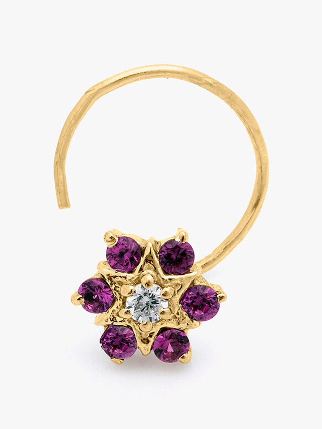 

March by FableStreet 92.5 Sterling Silver Gold-Plated Nose Pin, Purple