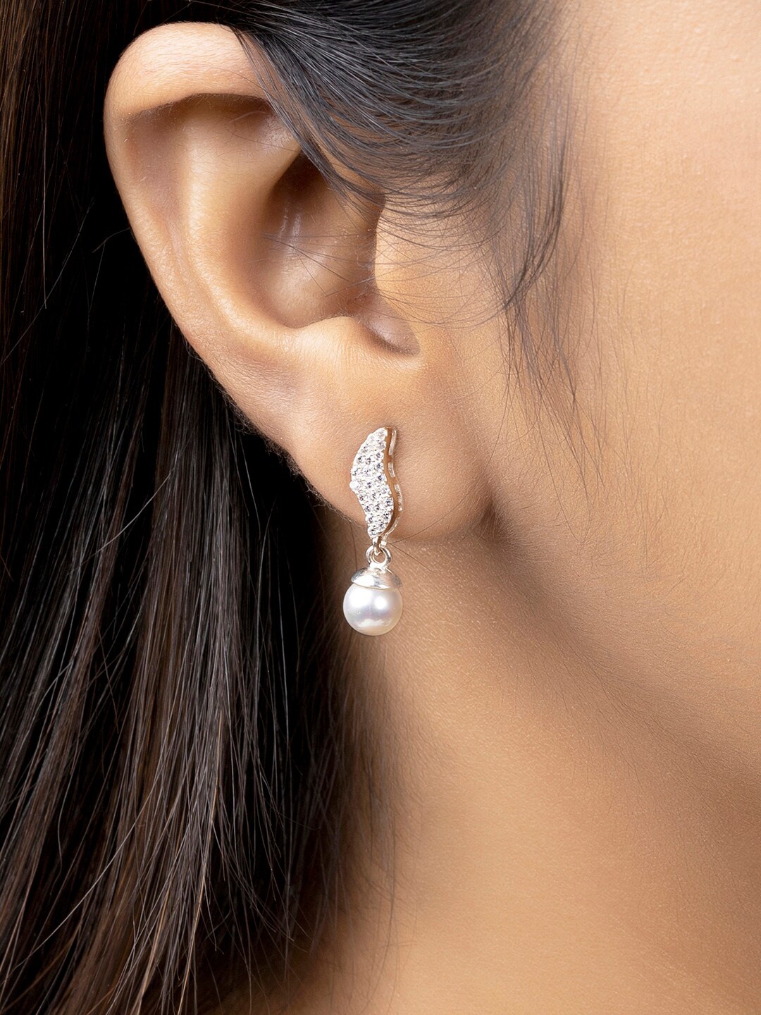 

March by FableStreet Silver-Plated Leaf Shaped Drop Earrings