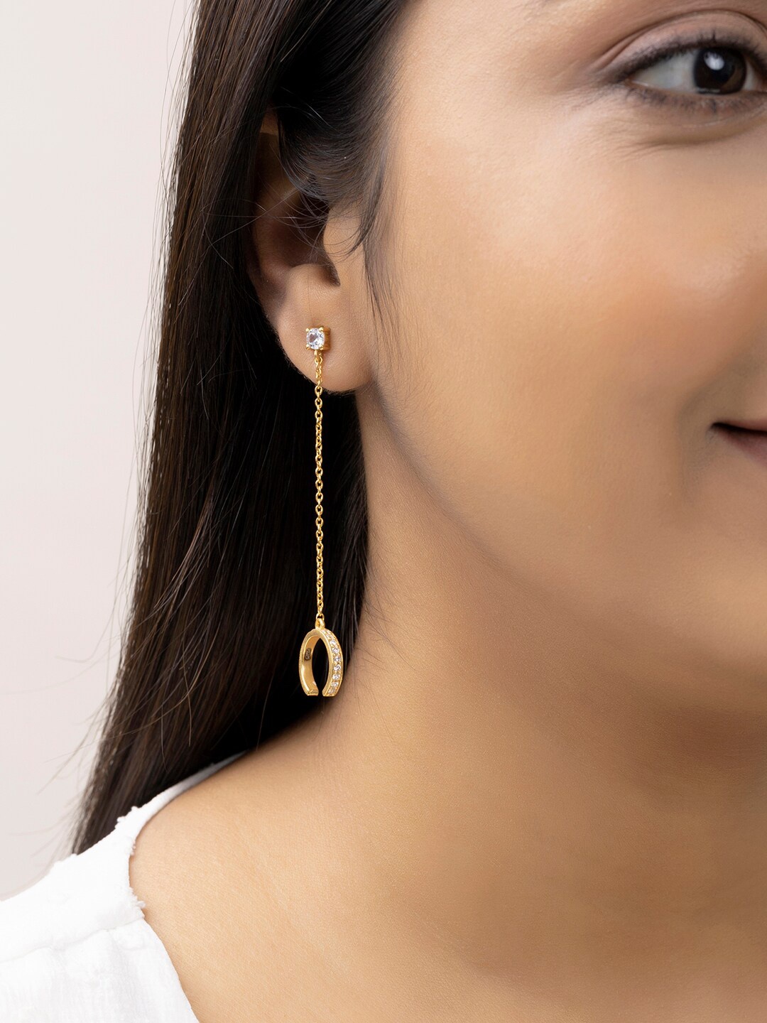 

March by FableStreet Gold-Plated Contemporary Drop Earrings