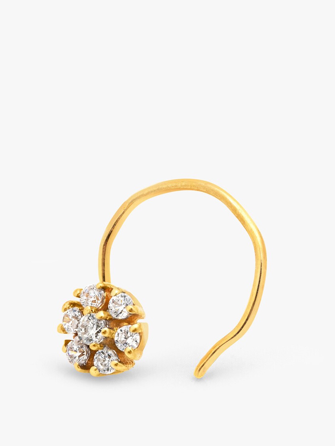 

March by FableStreet 18K Gold-Plated CZ-Studded Sterling Silver Stud Nose Ring, White