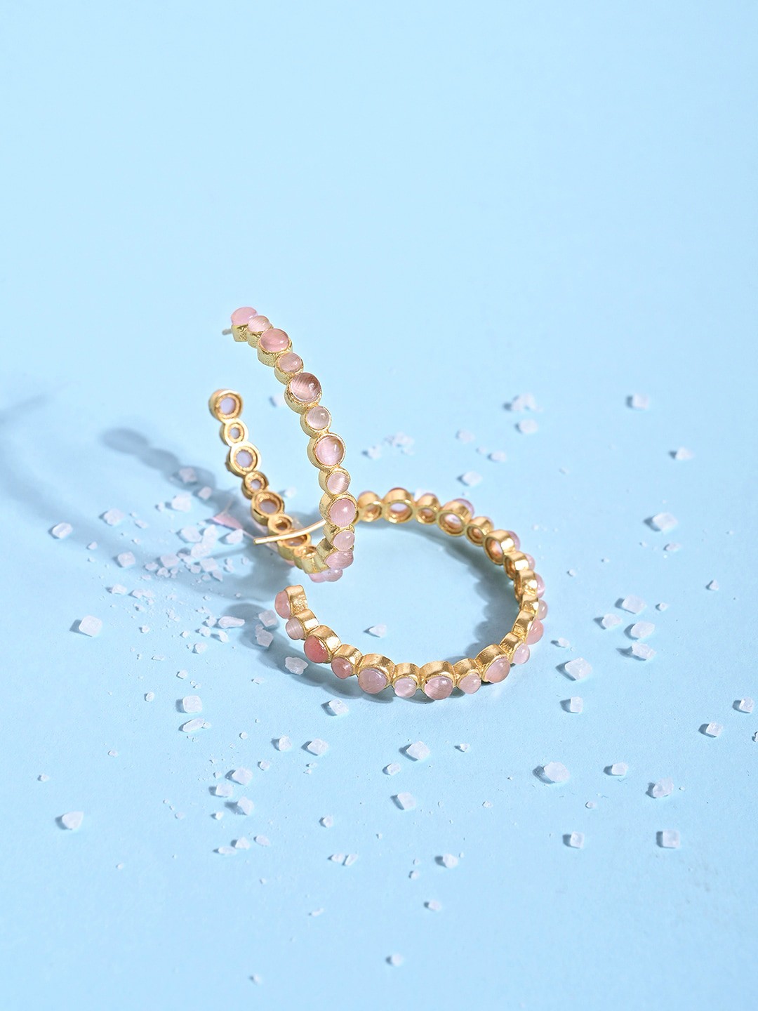 

March by FableStreet Gold Plated Circular Hoop Earrings, Pink