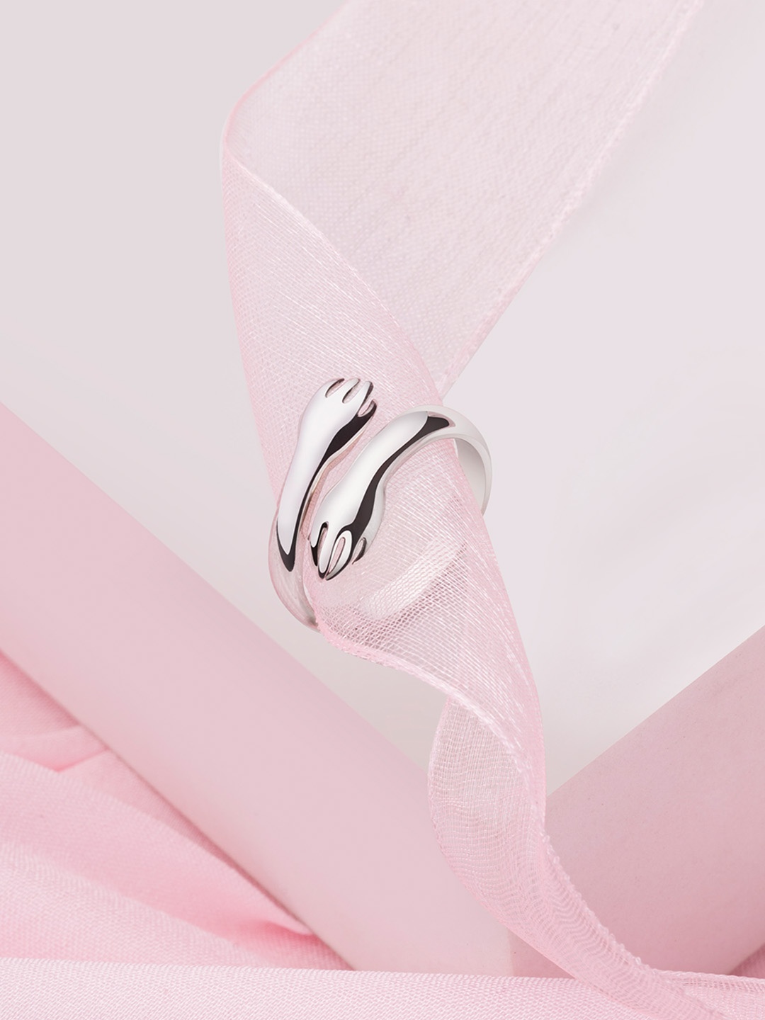 

March by FableStreet 925 Sterling Silver Rhodium-Plated Adjustable Finger Ring