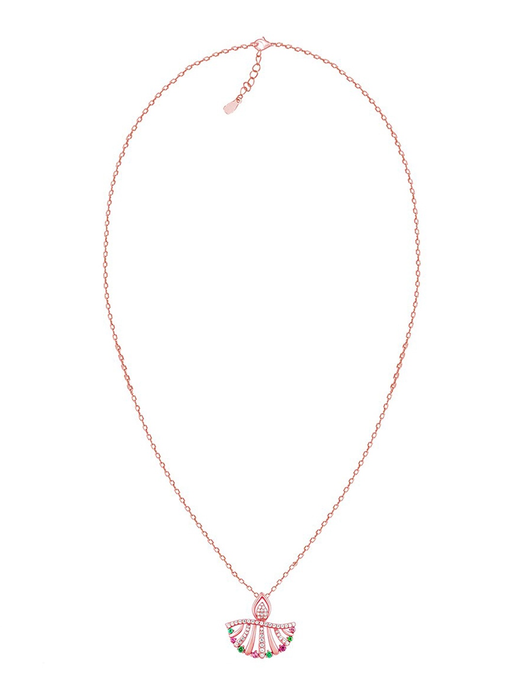 

GIVA 925 Sterling Rose Gold-Plated & CZ-Studded Diya Inspired Pendant With Chain