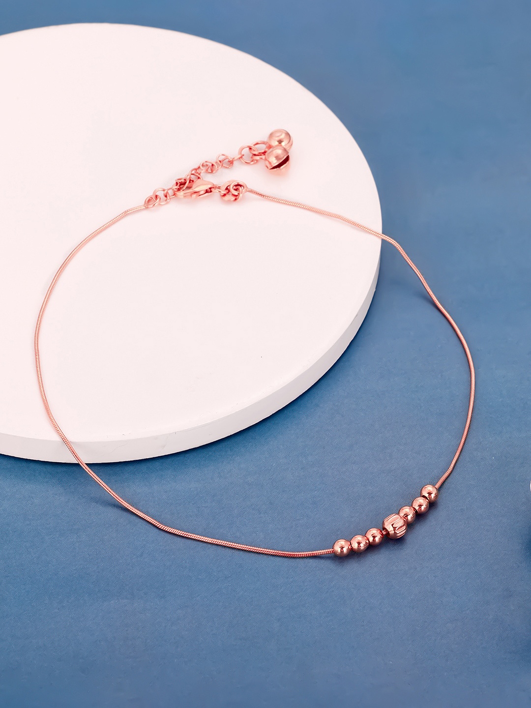 

GIVA 925 Sterling Silver Rose Gold-Plated Beaded Anklet