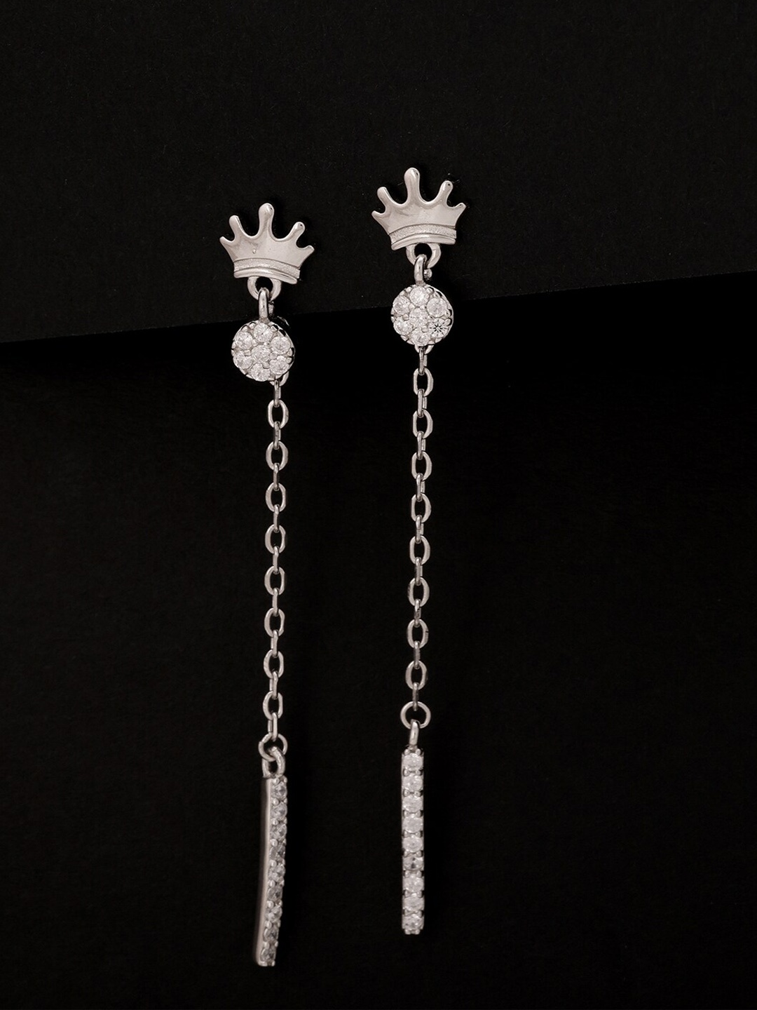 

GIVA Rhodium-Plated Contemporary Drop Earrings, Silver