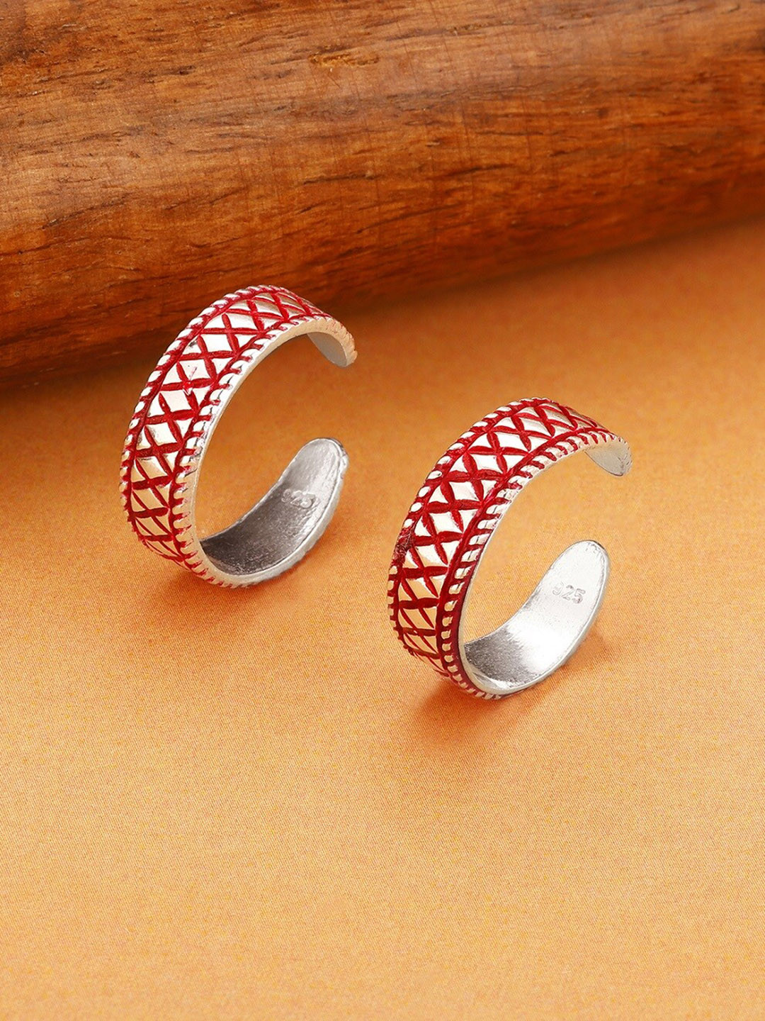 

GIVA Rhodium-Plated 92.5 Sterling Silver Oxidised Toe Rings