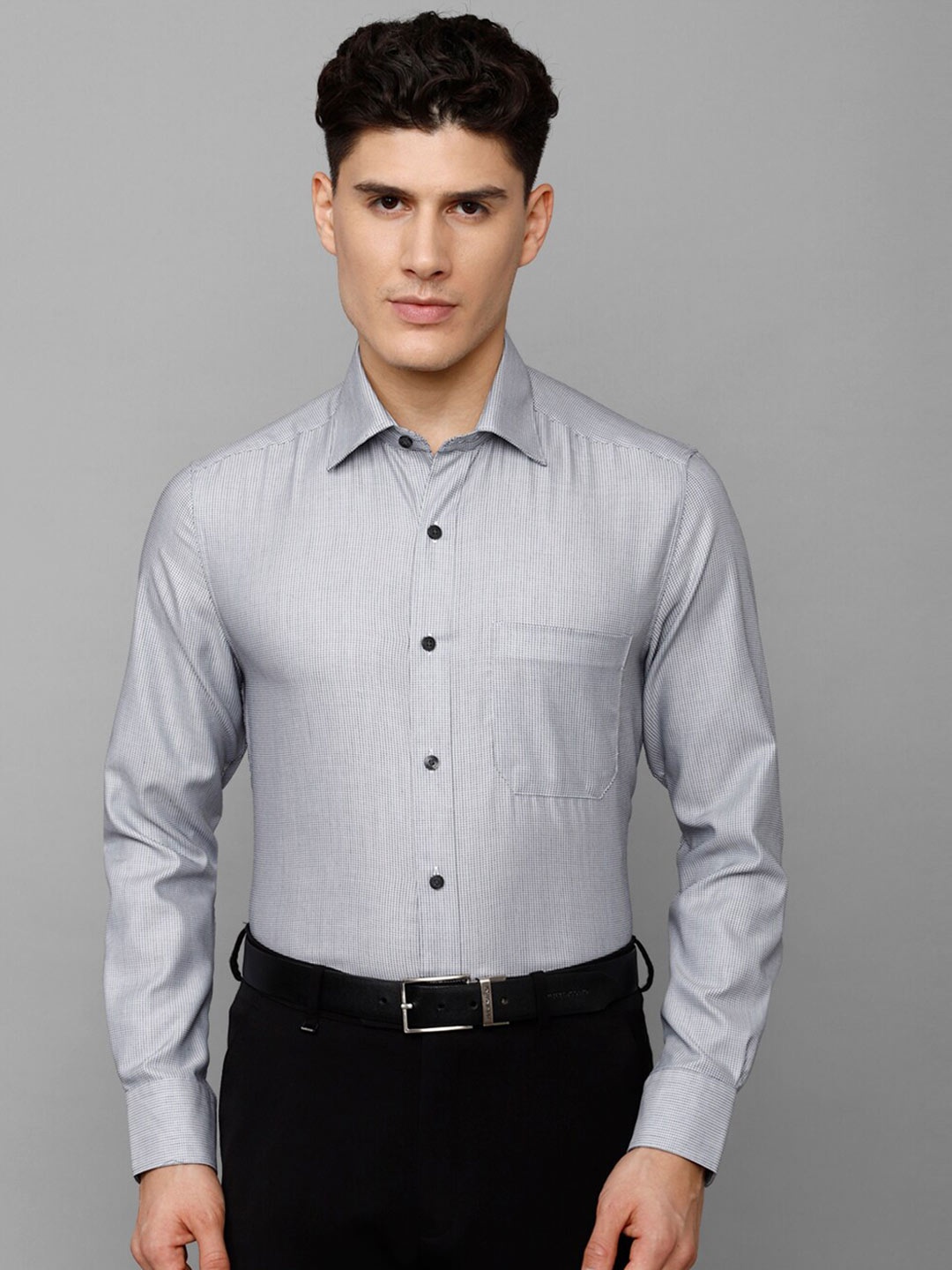 

Louis Philippe Men Slim Fit Printed Cotton Formal Shirt, Grey