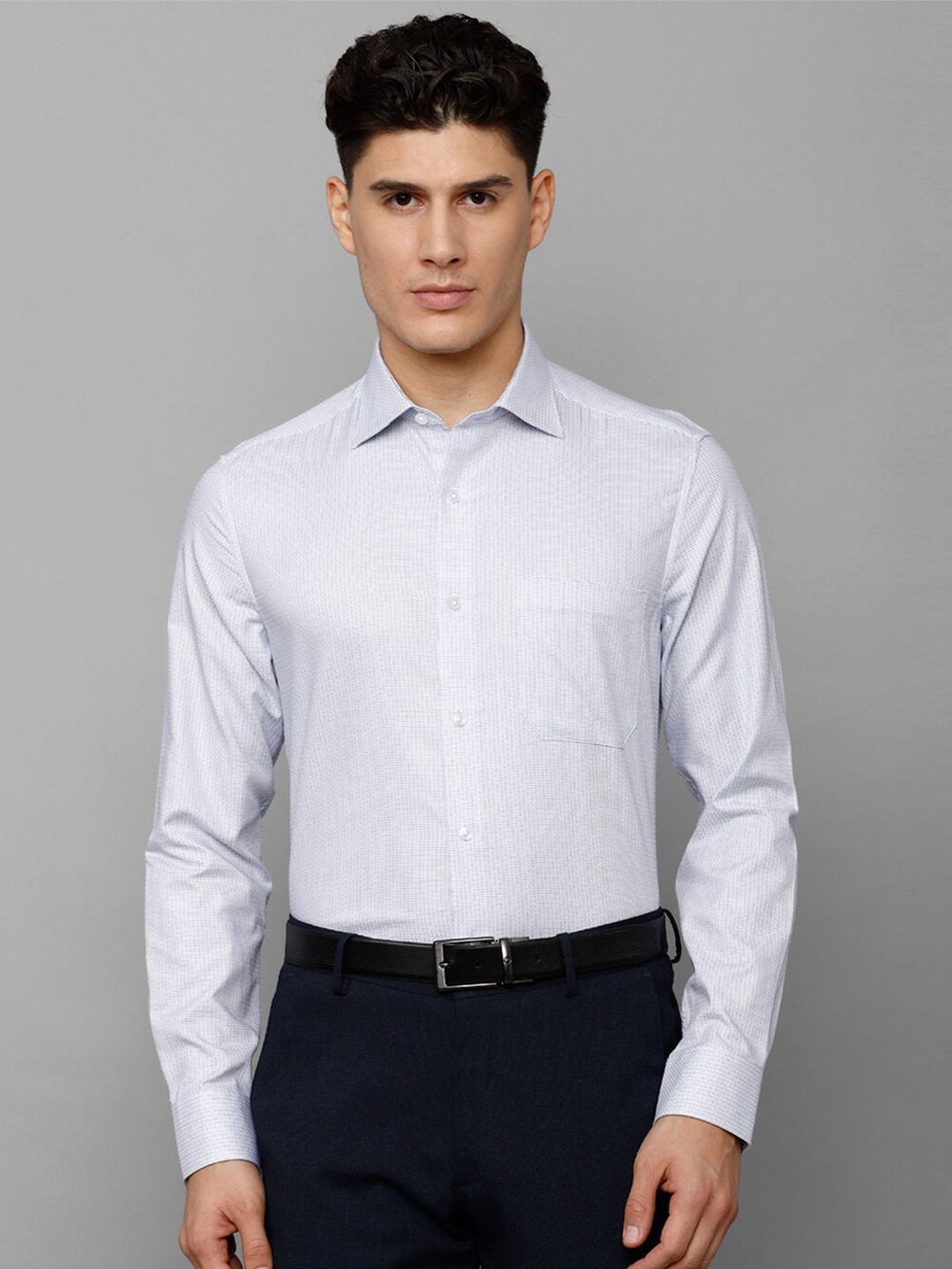 

Louis Philippe Men Slim Fit Printed Formal Pure Cotton Shirt, Blue