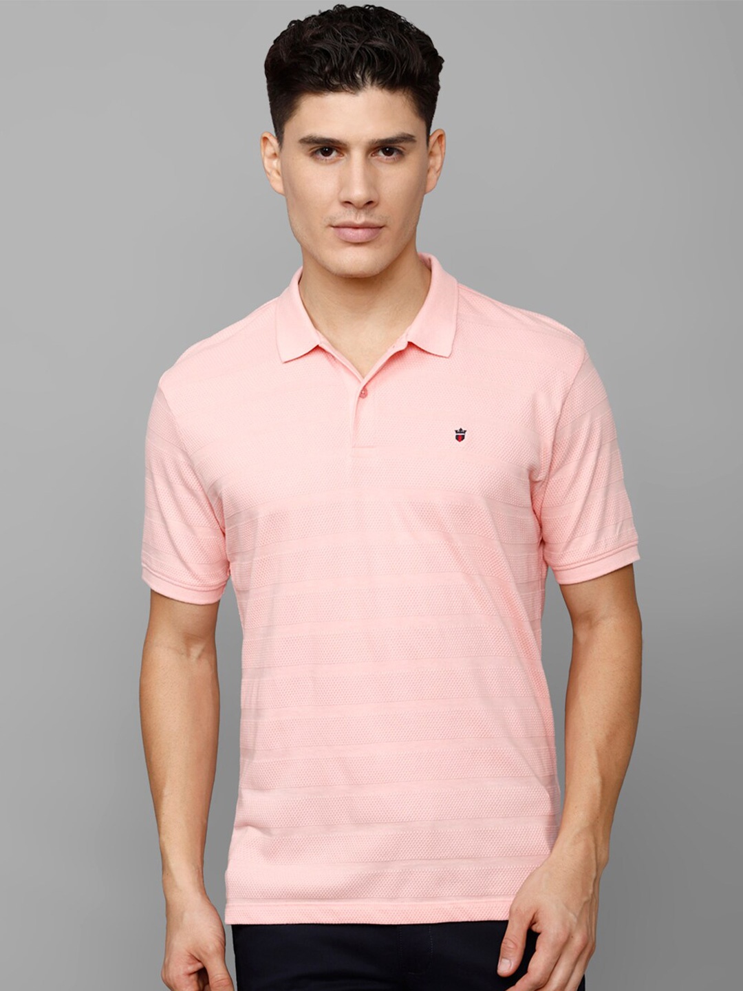 

Louis Philippe Sport Men Brand Logo Polo Collar Slim Fit Cotton T-shirt, Pink